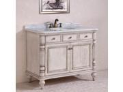 Carrara White Marble Top Single Sink Bathroom Vanity in Antique White