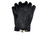 Samtee Ladies Black Leather Glove with Elastic on Wrist