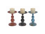 Assorted Colorful Antique Candle Holders Set of 3