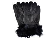 Samtee GLG040 Ladies Gloves with Faux Fur On Wrist Black