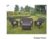 International Caravan Four piece PVC Wicker Steel Outdoor Settee Group