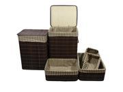 Square Folding Bamboo Laundry Basket and Trays Set of 6