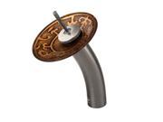 VIGO Copper Mosaic Glass Disc Brushed Nickel Single Lever Waterfall Faucet