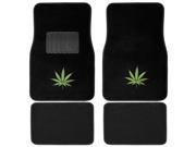 Oxgord Black Green Cannabis Leaf 4 piece Floor Mat Set
