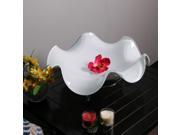 White Glass Fruit Bowl with Silver Stand