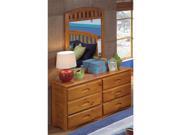 6 drawer Honey Pine Wood Dresser Mirror Set