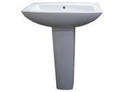 Modern Square White Single Holle Ceramic Pedestal Sink