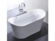 Freestanding 67 inch Slipper Style White Acrylic Bathtub
