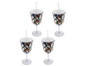 Circular Pattern Acrylic Wine Glass Set of 4