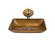 VIGO Rectangular Copper Glass Vessel Sink Waterfall Faucet Set