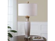 Consuela Light Taupe Grey Glass Table Lamp