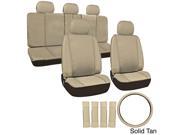 Oxgord PU Synthetic Leather 17 Piece Seat Cover Set Beige