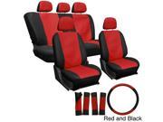 Oxgord PU Synthetic Leather 17 Piece Seat Cover Set Red