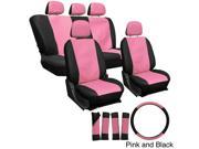 Oxgord PU Synthetic Leather 17 Piece Seat Cover Set Pink