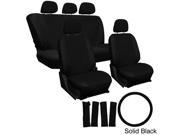 Oxgord PU Synthetic Leather 17 Piece Seat Cover Set Black