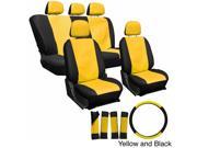 Oxgord PU Synthetic Leather 17 Piece Seat Cover Set Yellow