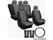 Oxgord PU Synthetic Leather 17 Piece Seat Cover Set Grey