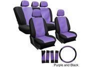 Oxgord PU Synthetic Leather 17 Piece Seat Cover Set Purple