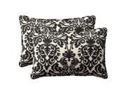 Pillow Perfect UV Resistant Outdoor Black Beige Damask Toss Pillows Set of Two