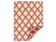 Linon Foundation Collection Red Ivory Quatrefoil Reversible Rug 5 x 8