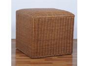 International Caravan Campbell Square Hand woven Rattan Wicker Ottoman with Cushioned Top