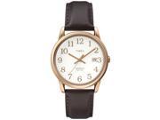 Timex Men s Rose Gold Tone Case Brown Leather Strap Easy Reader Watch T2P563