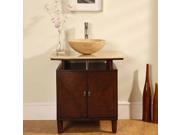 Silkroad Exclusive Travertine Stone Top 29 inch Bathroom Vanity