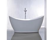 Vanity Art Freestanding 67 inch Double Slipper Style White Acrylic Bathtub