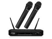 Pyle PDWM2130 FM Wireless Microphone Receiver System with Handheld Mics and Dual Frequency