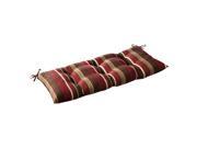 Pillow Perfect Outdoor Red Brown Stripe Tufted Loveseat Cushion