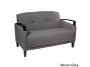 Main St. Loveseat with EasyClean Interlace Fabric Espresso Finish Wood Arms Legs
