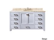 Avanity Modero 60 inch Single Vanity in White Finish with Sink and Top