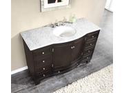 Silkroad Exclusive 55 inch Carrara White Marble Stone Top Bathroom Single Sink Cabinet Vanity