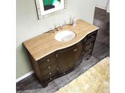 Silkroad Exclusive 55 inch Travertine Stone Top Bathroom Vanity