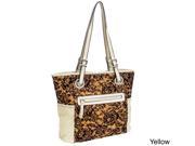 Parinda Melody Quilted Fabric with Croco Faux Leather Tote