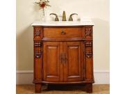 Silkroad Exclusive Wood and Marble 33 inch Bathroom Vanity Single Sink Cabinet