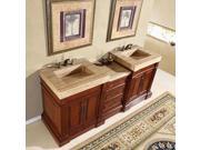 Silkroad Exclusive Travertine Top 83 inch Double Sink Vanity Cabinet