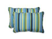 Pillow Perfect Outdoor Topanga Stripe Lagoon Over sized Rectangular Throw Pillow Set of 2