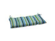 Pillow Perfect Outdoor Topanga Stripe Lagoon Wrought Iron Loveseat Cushion