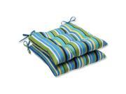 Pillow Perfect Outdoor Topanga Stripe Lagoon Wrought Iron Seat Cushion Set of 2