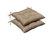Pillow Perfect Outdoor Tan Textured Tufted Seat Cushions with Sunbrella Fabric Set of 2