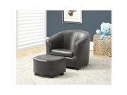 Kids Charcoal Grey Leather Look Chair Ottoman Set of 2