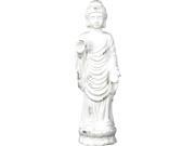 Distressed White Ceramic Large Standing Buddha in Varada Mudra