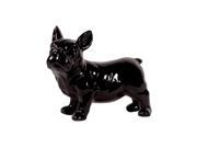 Gloss Black Ceramic Standing French Bulldog with Pricked Ears
