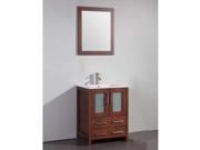 Ceramic Top 24 inch Sink Cherry Bathroom Vanity and Matching Framed Mirror