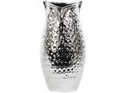 Chrome Silver Large Dimpled Ceramic Owl Vase