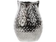 Chrome Silver Small Dimpled Ceramic Owl Vase