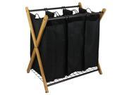 Oceanstar X Frame Bamboo 3 Bag Laundry Sorter