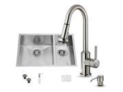 Vigo All in one Steel 29 inch Undermount Double Bowl Sink and Faucet Set