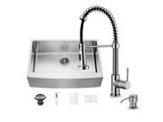 Vigo All in One 33 inch Farmhouse Stainless Steel Kitchen Sink and Chrome Faucet Set